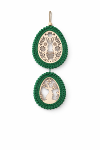 Zawieszka wielkanocna wiosenna podwójna – drewniana dekoracja z bawełnianym sznurkiem