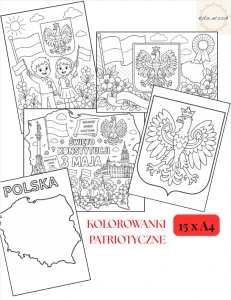 Święta Majowe- Patriotyczne  kolorowanki A4  